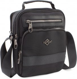 Текстильна чоловіча сумка-барсетка невеликого розміру в чорному кольорі LEADFAS (19465)