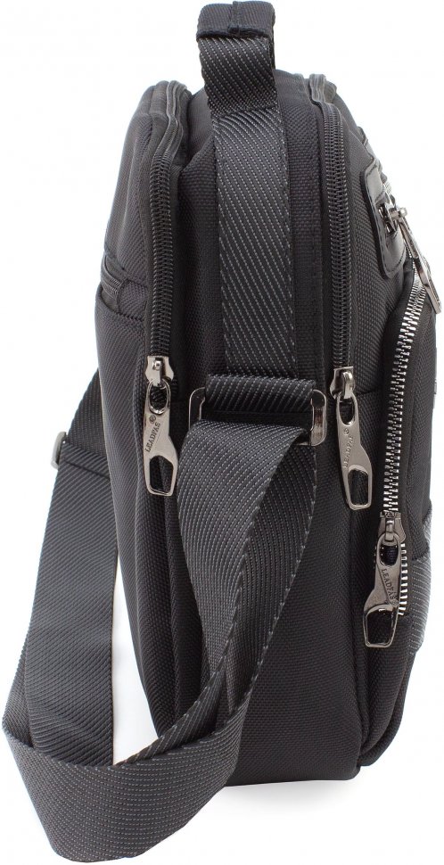 Текстильная мужская сумка-барсетка небольшого размера в черном цвете LEADFAS (19465)