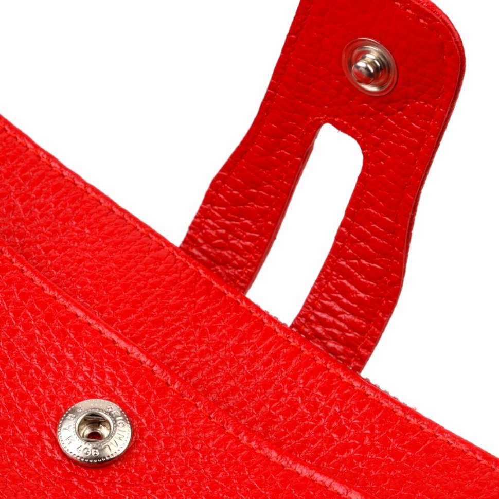 Функциональный женский кошелек из фактурной кожи красного цвета CANPELLINI (2421895)