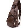 Коричневая мужская сумка-рюкзак вертикального типа из кожзама Vintage (20572) - 1