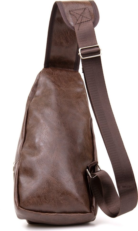 Коричнева чоловіча сумка-рюкзак вертикального типу зі шкірозамінника Vintage (20572)