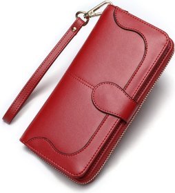 Красный женский кошелек-клатч из натуральной кожи с ремешком на запястье Vintage (20048)