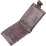 Коричневое мужское портмоне из натуральной кожи с зажимом для купюр KARYA (2421045) - 4