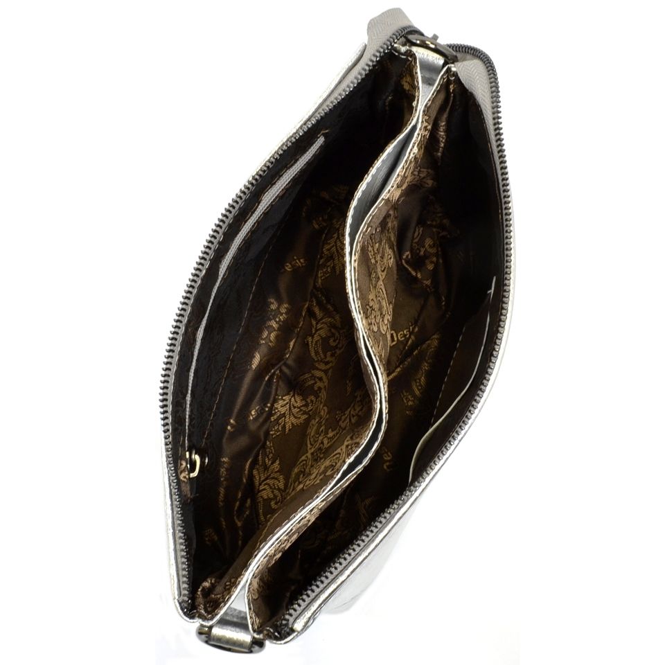 Женская серебристая сумка из натуральной кожи Desisan (28308)