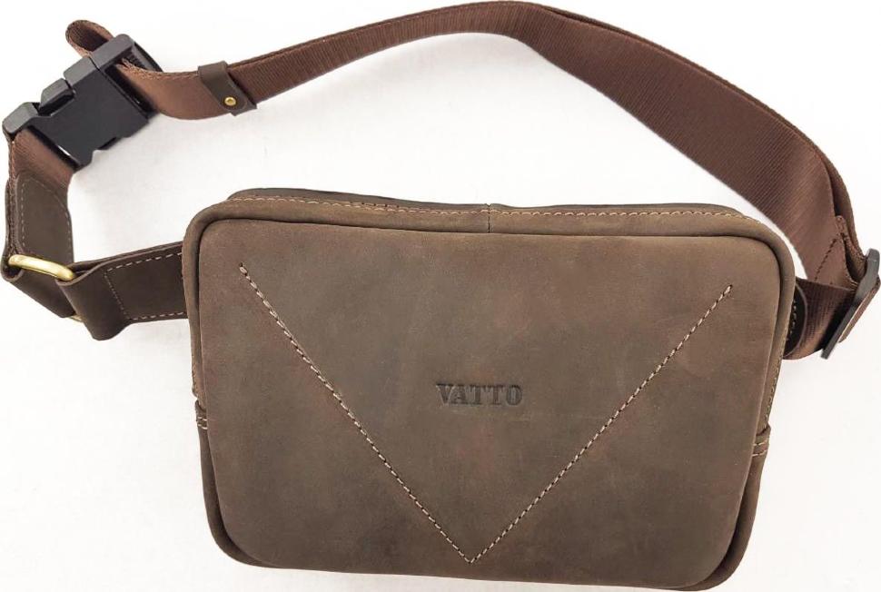 Кожаная мужская сумка на пояс коричневого цвета VATTO (11801)
