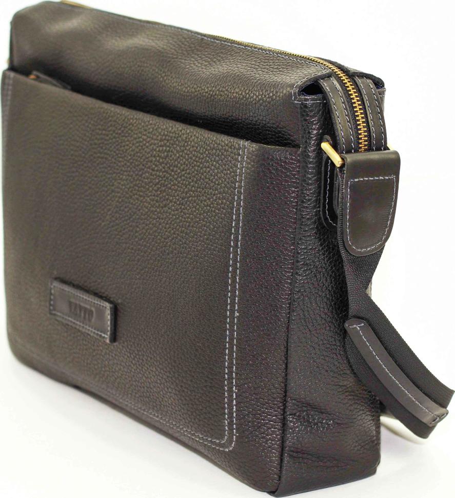 Вместительная мужская сумка мессенджер из фактурной кожи черного цвета VATTO (12000)