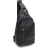 Черный мужской кожаный слинг-рюкзак через плечо Keizer (22096) - 1