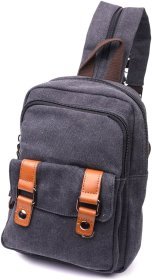 Черная текстильная сумка-рюкзак с двумя отделениями на молнии Vintage 2422162