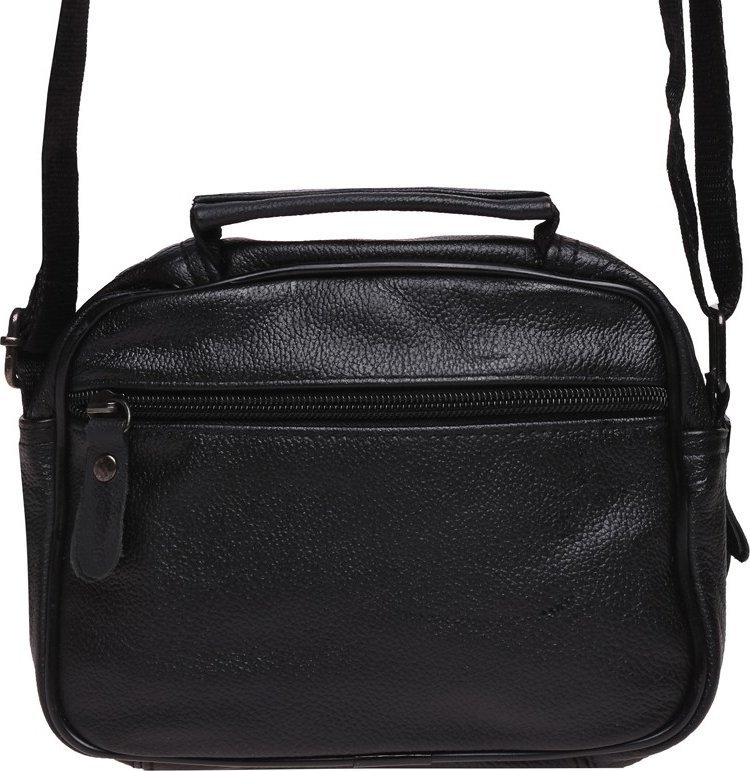 Мужская черная сумка-барсетка горизонтального типа из натуральной кожи Keizer (22065)
