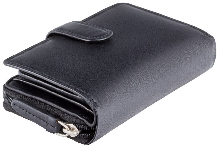 Женский кошелек из натуральной кожи черного цвета под много карт с RFID-защитой - Visconti Madame 68859