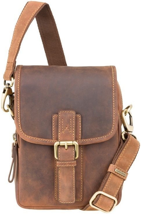 Плечевая мужская сумка из натуральной кожи коричневого цвета с винтажным эффектом Visconti Jules 69059