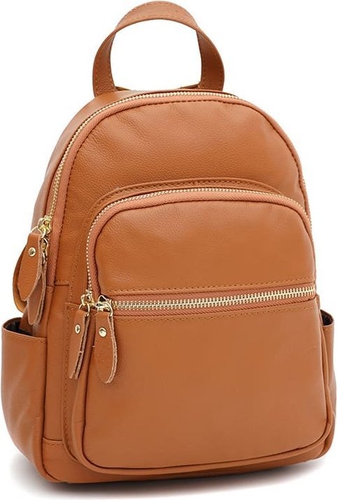 Маленький женский кожаный рюкзак коричневого цвета Keizer (59159)