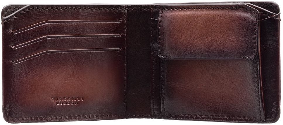 Кожаное мужское портмоне коричневого цвета с монетницей Visconti Zanotti 69259