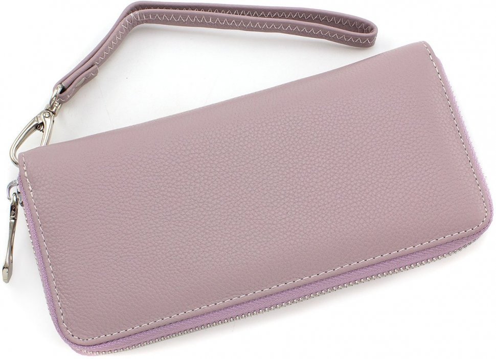 Фирменный женский кошелек темно-розового цвета из прочной кожи ST Leather (15386)