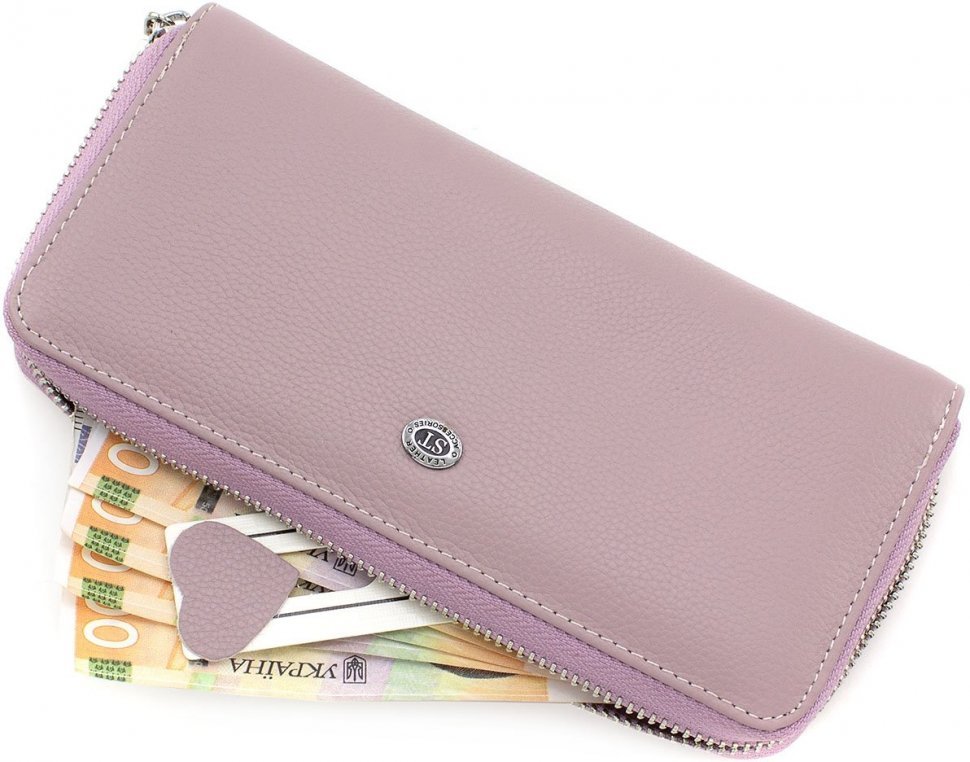 Фирменный женский кошелек темно-розового цвета из прочной кожи ST Leather (15386)