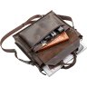 Темно-коричневая сумка для ноутбука из кожи крейзи хорс SHVIGEL (11109) - 4