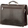 Коричневый кожаный мужской деловой портфель с тиснением под крокодила KARYA (2417270) - 2