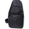Повседневная кожаная мужская сумка-слинг через плечо в черном цвете Vintage (20202) - 1