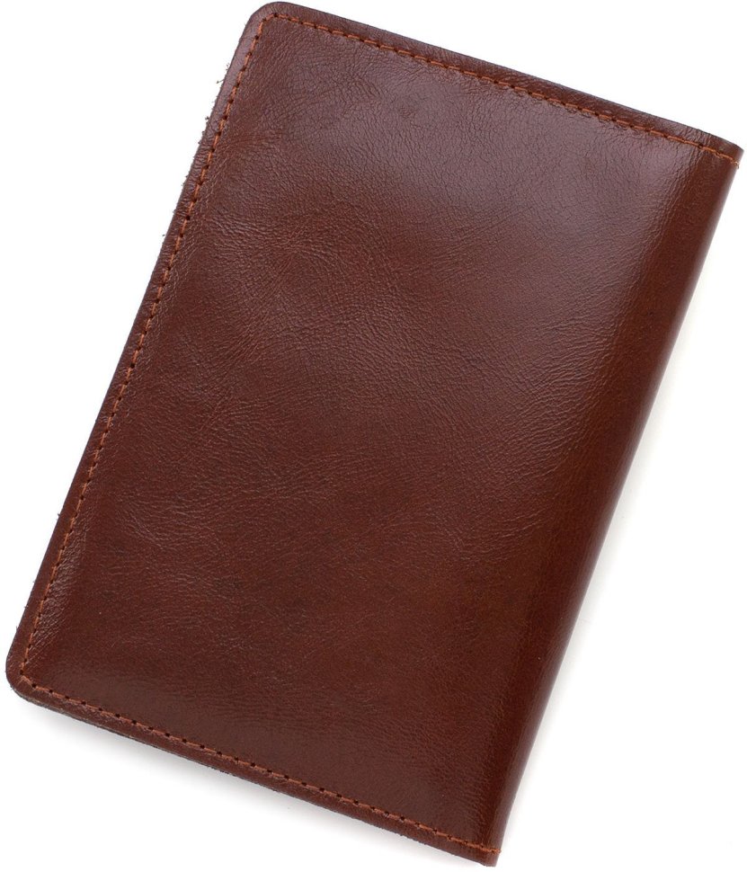 Однотонная кожаная обложка для автодокументов коричневого цвета ST Leather (17795)