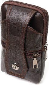 Маленькая кожаная мужская сумка на пояс коричневого цвета Vintage 2422246