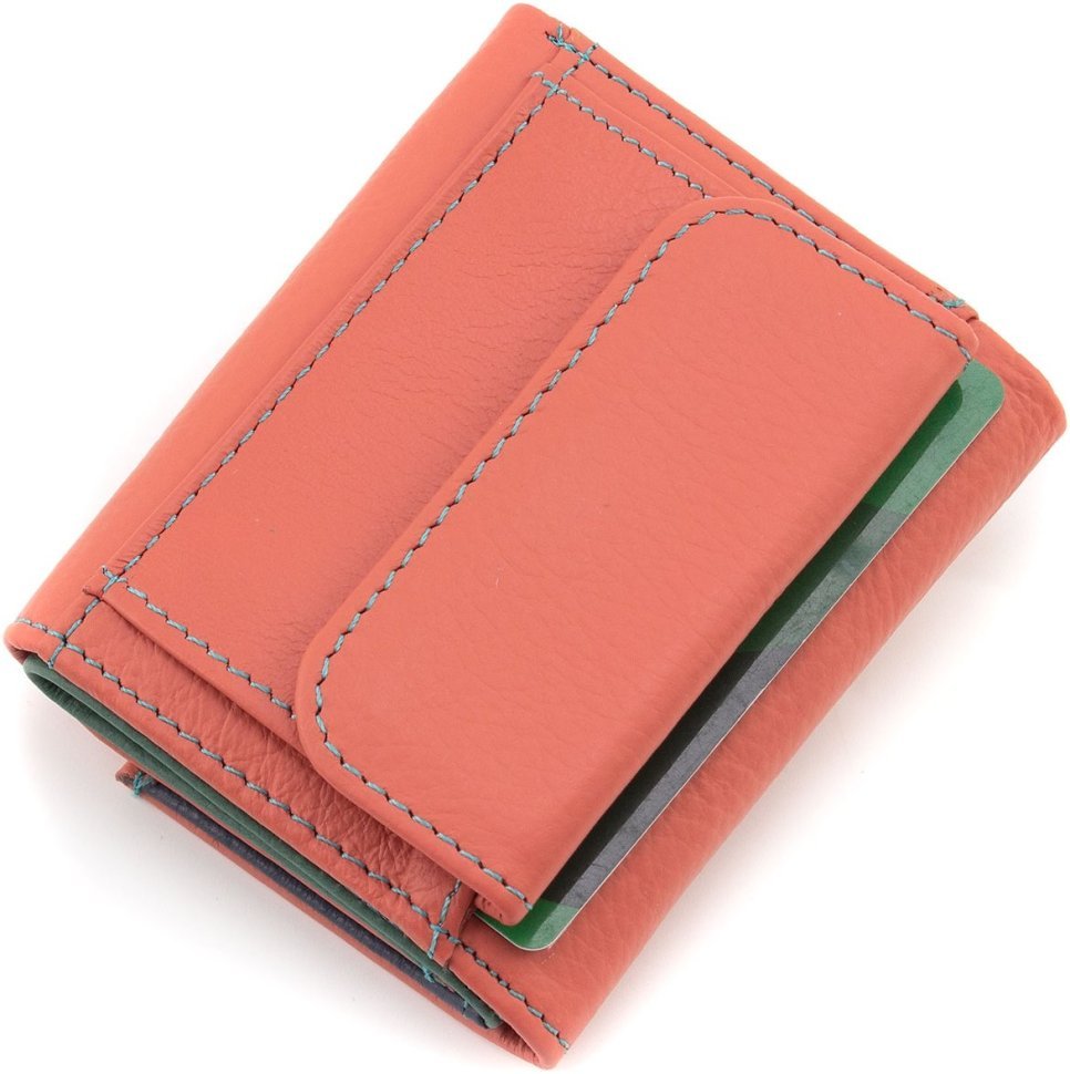 Розовый женский кошелек компактного размера из натуральной кожи ST Leather 1767260