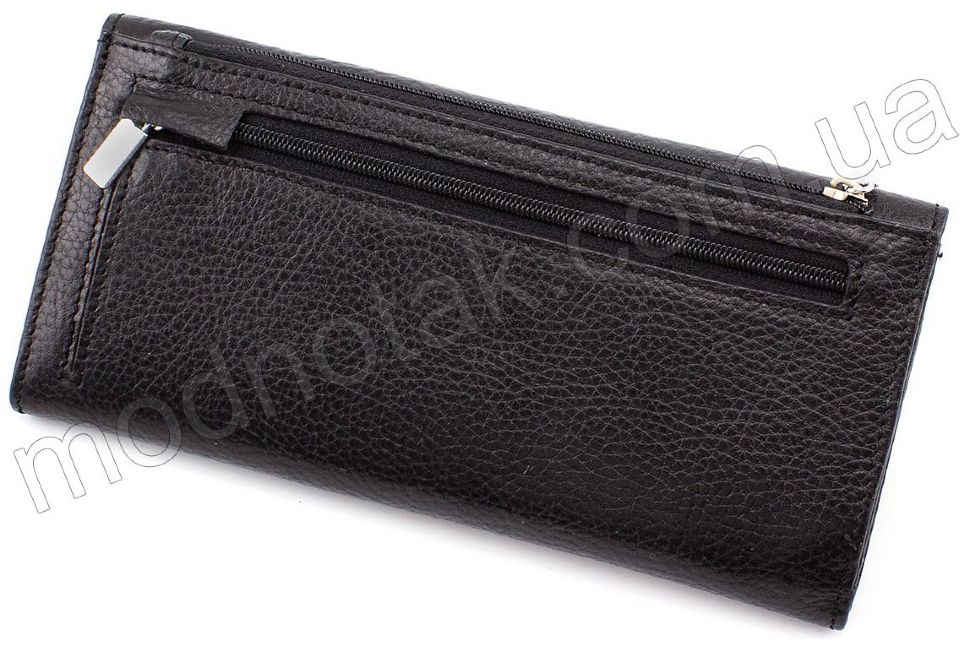 Тонкий кожаный кошелек черного цвета KARYA (1142-45)