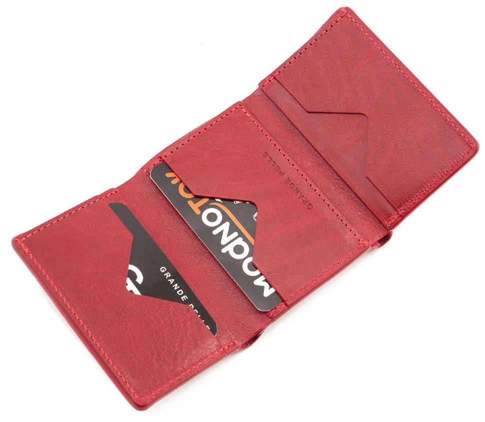 Красный кожаный кошелек маленького размера Grande Pelle (13009)