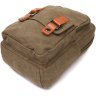 Мужской текстильный слинг-рюкзак оливкового цвета в стиле милитари Vintage 2422163 - 3