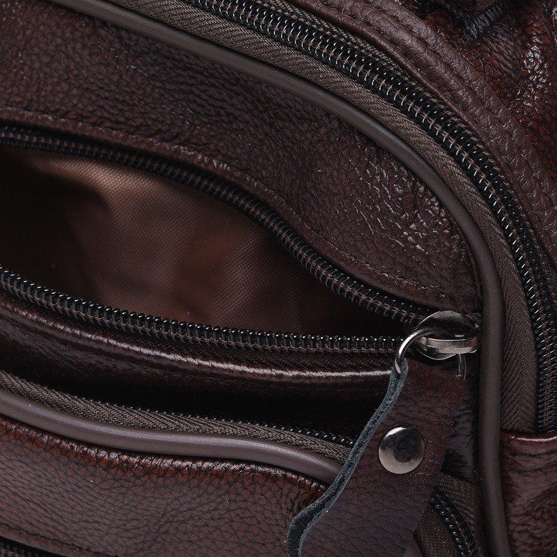 Мужская кожаная сумка-барсетка маленького размера в темно-коричневом цвете Keizer (22058)