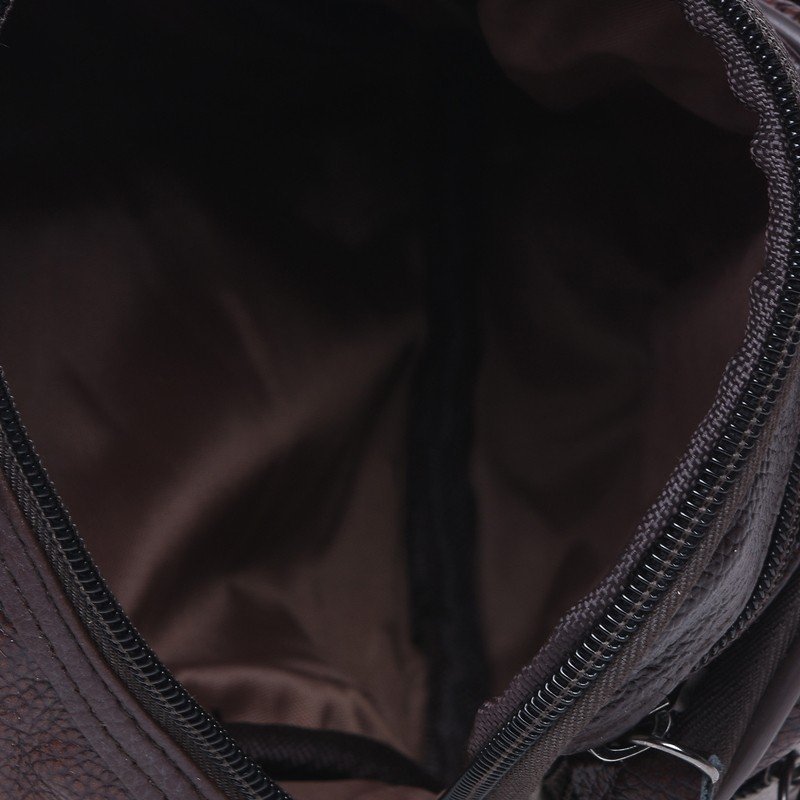 Мужская кожаная сумка-барсетка маленького размера в темно-коричневом цвете Keizer (22058)