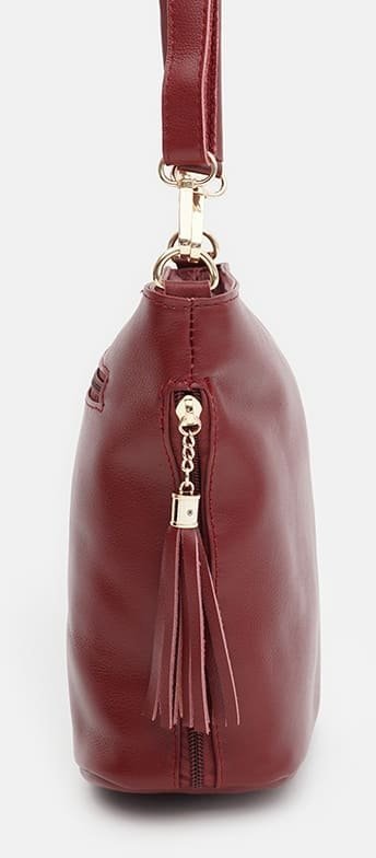 Бордовая женская кожаная сумка с плечевым ремнем Keizer (59160)