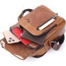 Светло-коричневая мужская сумка-барсетка из натуральной кожи на две молнии Vintage (20827) - 5