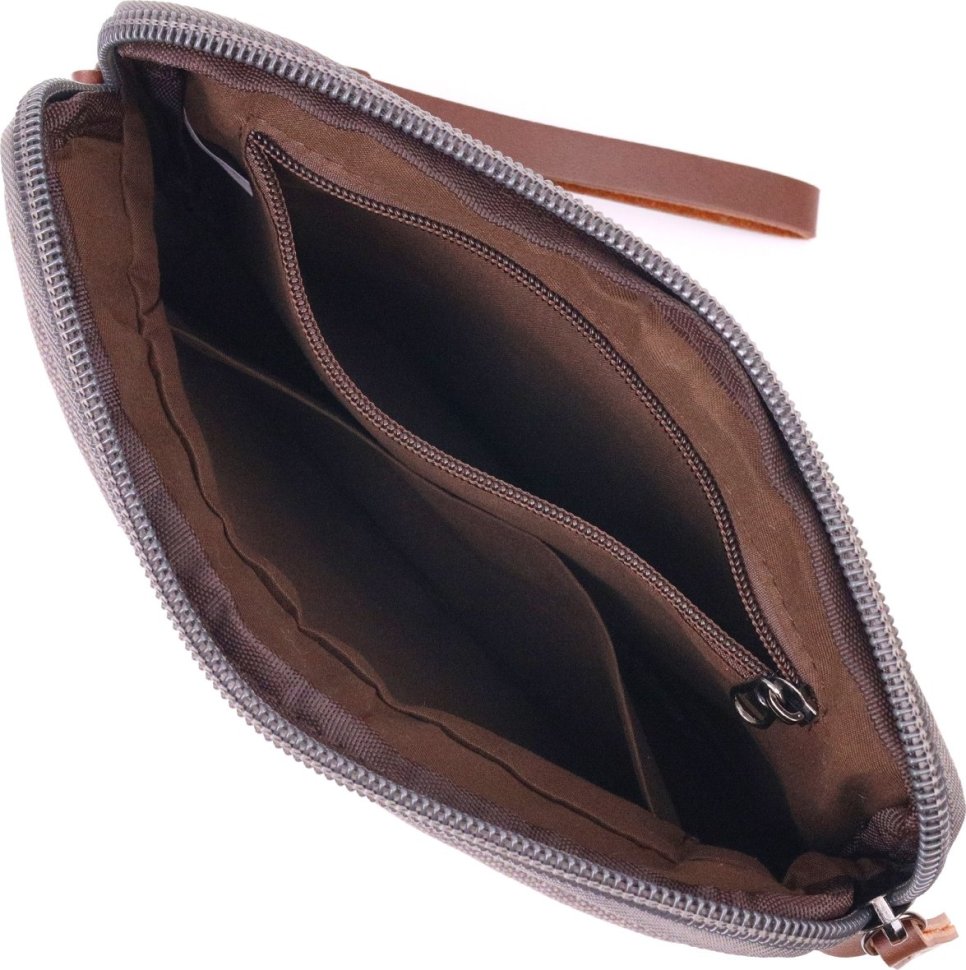 Серый мужской клатч из текстиля с запястным ремешком Vintage (2421259)