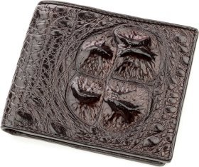 Коричневое портмоне из крокодиловой кожи без монетницы CROCODILE LEATHER (024-18581)