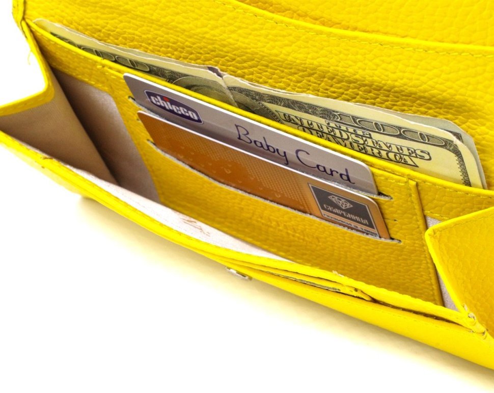 Желтый женский кошелек из натуральной кожи флотар с клапаном CANPELLINI (2421697)
