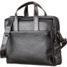 Черная мужская сумка для ноутбука из фактурной кожи на молниевой застежке SHVIGEL (11110) - 2