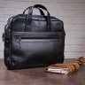 Черная мужская сумка для ноутбука из фактурной кожи на молниевой застежке SHVIGEL (11110) - 6