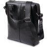Кожаная мужская деловая сумка черного цвета с ручками Shvigel (11287) - 1