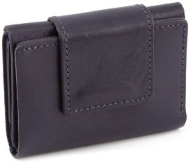 Кожаный маленький кошелек темно-синего цвета Grande Pelle (13010)