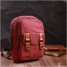 Бордовая текстильная сумка-рюкзак с двумя отделениями из плотного текстиля Vintage 2422164  - 7