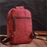 Бордовая текстильная сумка-рюкзак с двумя отделениями из плотного текстиля Vintage 2422164  - 8