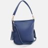 Женская вертикальная кожаная сумка синего цвета на плечо Keizer (59161) - 2