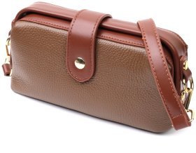 Женская сумка-клатч из натуральной кожи коричневого цвета Vintage 2422425