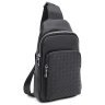 Мужской кожаный слинг-рюкзак черного цвета с эффектом под плетенку Ricco Grande 71662 - 1