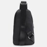 Мужской кожаный слинг-рюкзак черного цвета с эффектом под плетенку Ricco Grande 71662 - 3