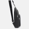 Мужской кожаный слинг-рюкзак черного цвета с эффектом под плетенку Ricco Grande 71662 - 4