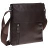 Вертикальная мужская наплечная сумка из натуральной кожи коричневого цвета Borsa Leather 72962 - 1