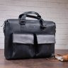 Черная мужская кожаная сумка для ноутбука в винтажном стиле SHVIGEL (11111) - 6