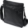 Черная мужская сумка-планшет из натуральной кожи с тиснением под плетенку SHVIGEL (11600) - 2