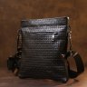 Черная мужская сумка-планшет из натуральной кожи с тиснением под плетенку SHVIGEL (11600) - 8